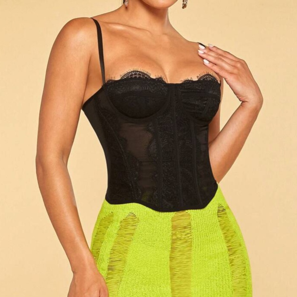 Luxe lace bustier corset cami crop top